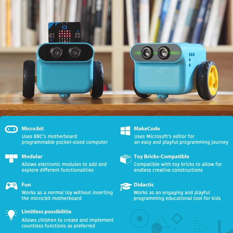 Micro:bit TPBot Car Kit Without micro:bit Board Avoid Obstacles Smart Car Kit Building Block Expansion python Programming Robot