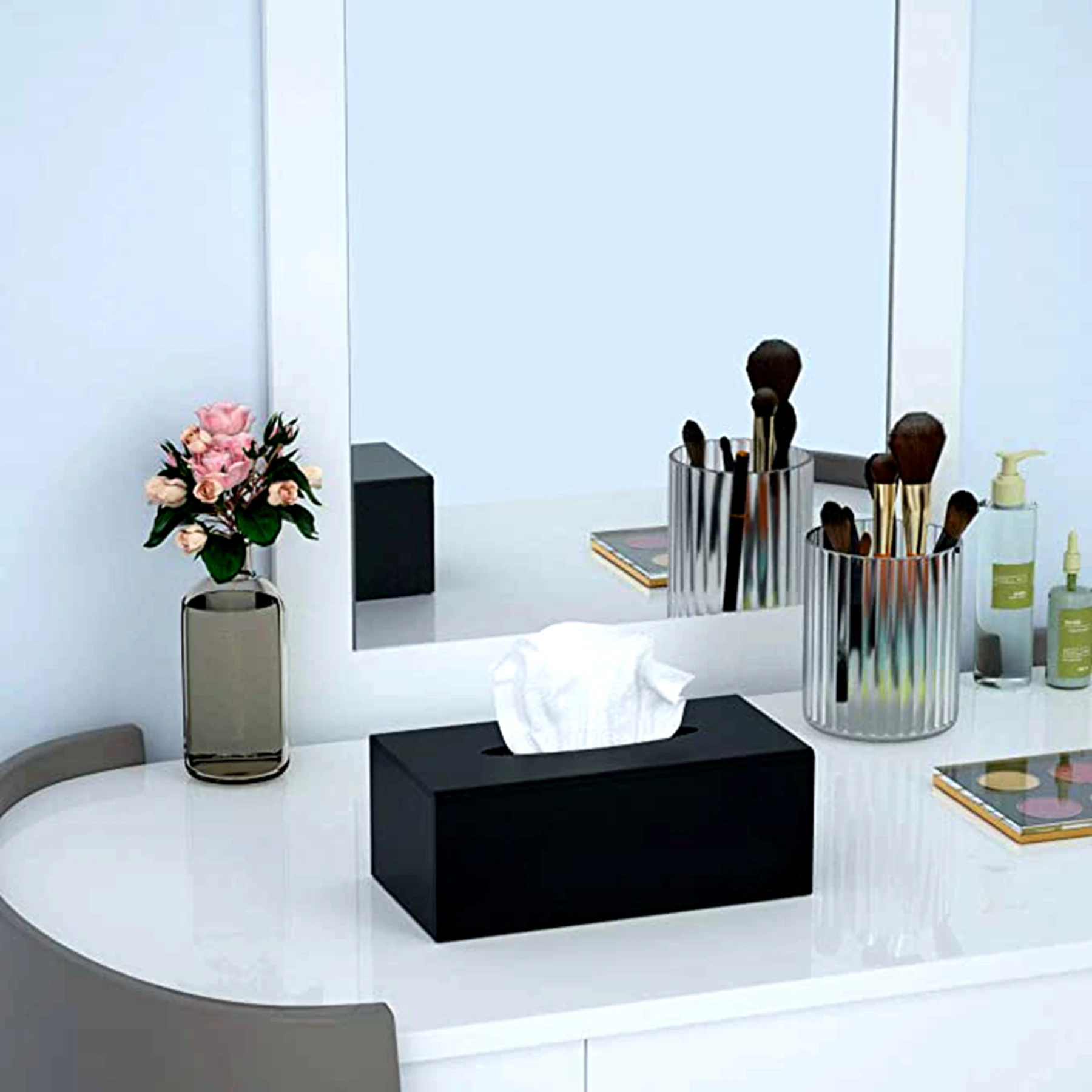Acrylic Tissue Box Clear Tissue Holder Napkin Cover Hand Towel Dispenser Tissue Cover Rectangular for Home Bathroom Accessories 2