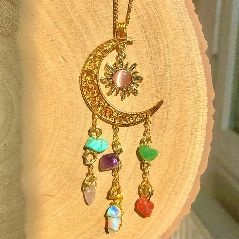 Crystal Moon Sun Necklace Car Mirror Hanging Necklace AliExpress