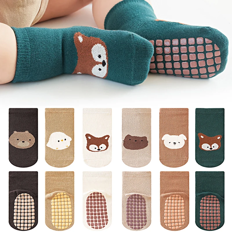 

Spring Infant Baby Socks For Boys Girls Non-slip Cartoon Animals Print Cotton Cute Newborn Children's Toddler Socks Accessories