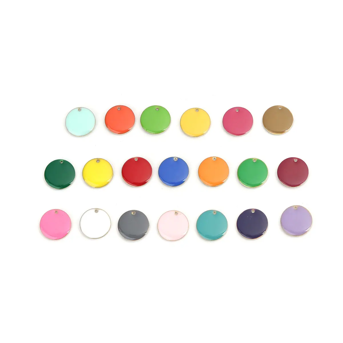

16mm Round Enamelled Sequins Charms Copper Enamel Double Sided Charms Gold Color For DIY Jewelry Making Accessories, 10 PCs