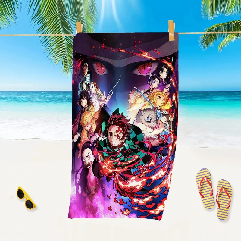 

In Stock Animation Demon Slayer Kamado Nezuko Fitness Running Sweat Practical Beach Towel Swimming Bath Towel Anime Model