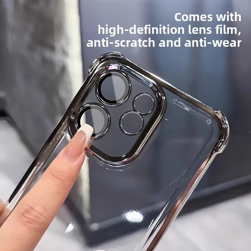 Magnetic U-Shape Stand Transparent TPU Case with Built-in Lens Film