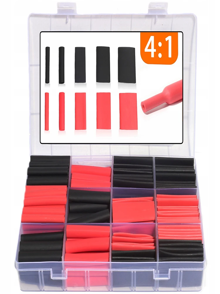 

190pcs Heat-shrink Tubing Thermoresistant Tube Heat Shrink Wrapping Kit Electrical Connection Wire Cable Insulation Sleeving