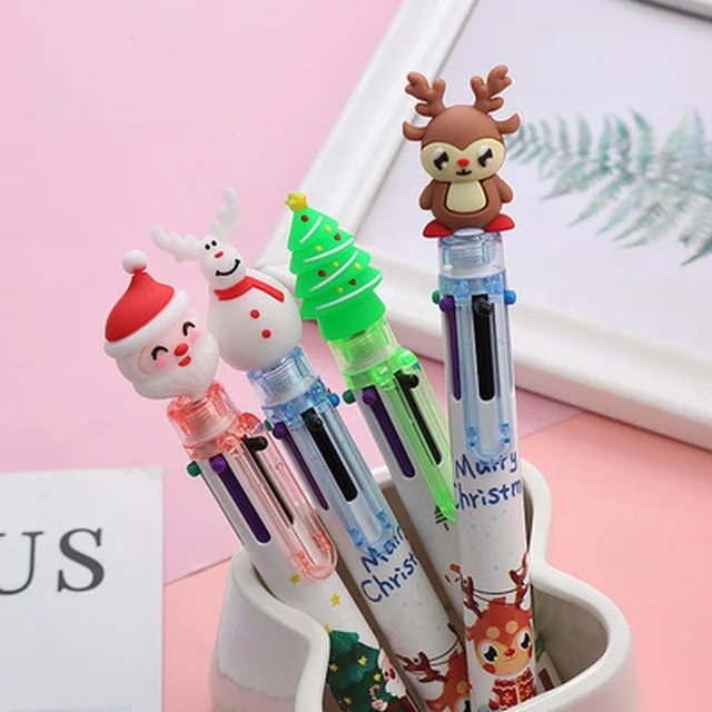 Portable Santa Claus Xmas Cartoon Noel Deer Ballpoint Pen: A Merry Christmas Party Favor!