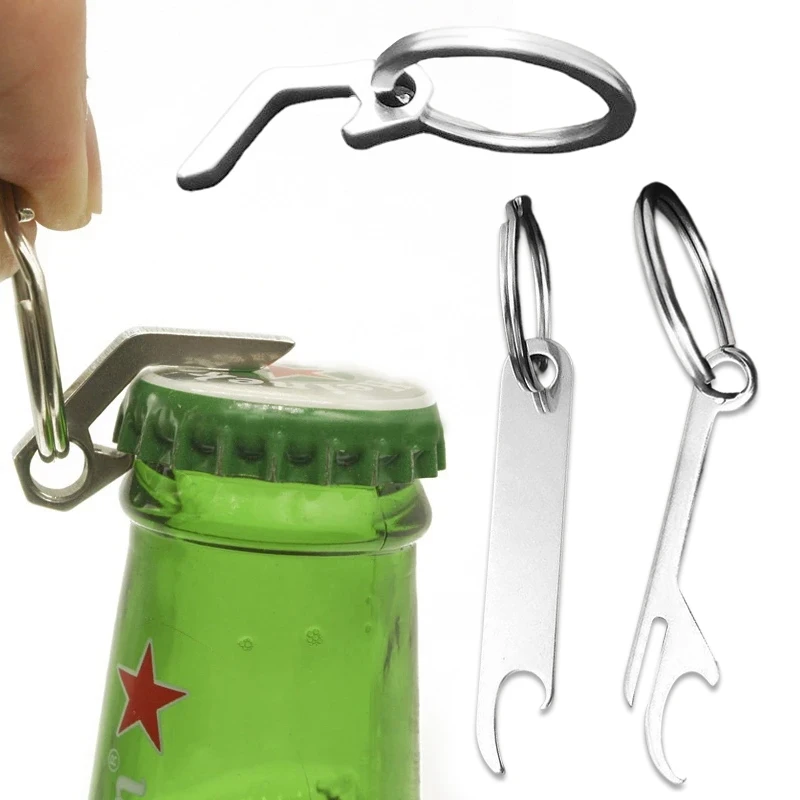

Portable Bottle Opener Stainless Steel Keychain With Key Rings Mini Beer Bottle Opener Can Opener Bar Tool Home Kitchen Gadgets