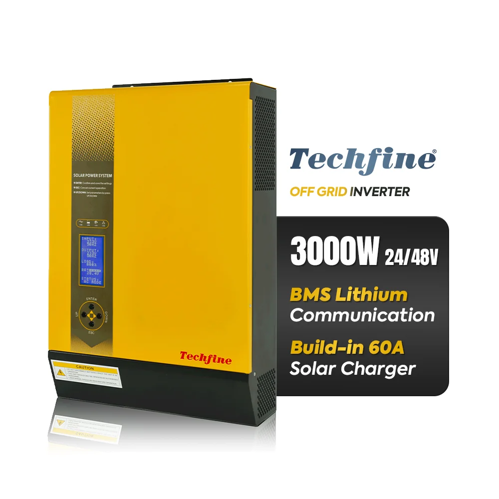 Techfine Smart Inverter A Onda Sinusoidale Pura 24V 48V 3000W 220V 3Kw 3.8Kva Inverter Solare Ibrido Per Sistema