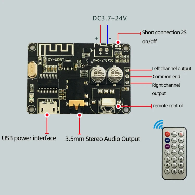 Bluetooth Audio Verstärker Modul Board 5,0 MP3 Empfänger DC3,7 V-24 V Wireless Stereo Verlustfreie XY-WRBT Decoder Lade Musik Fm – Detail 1