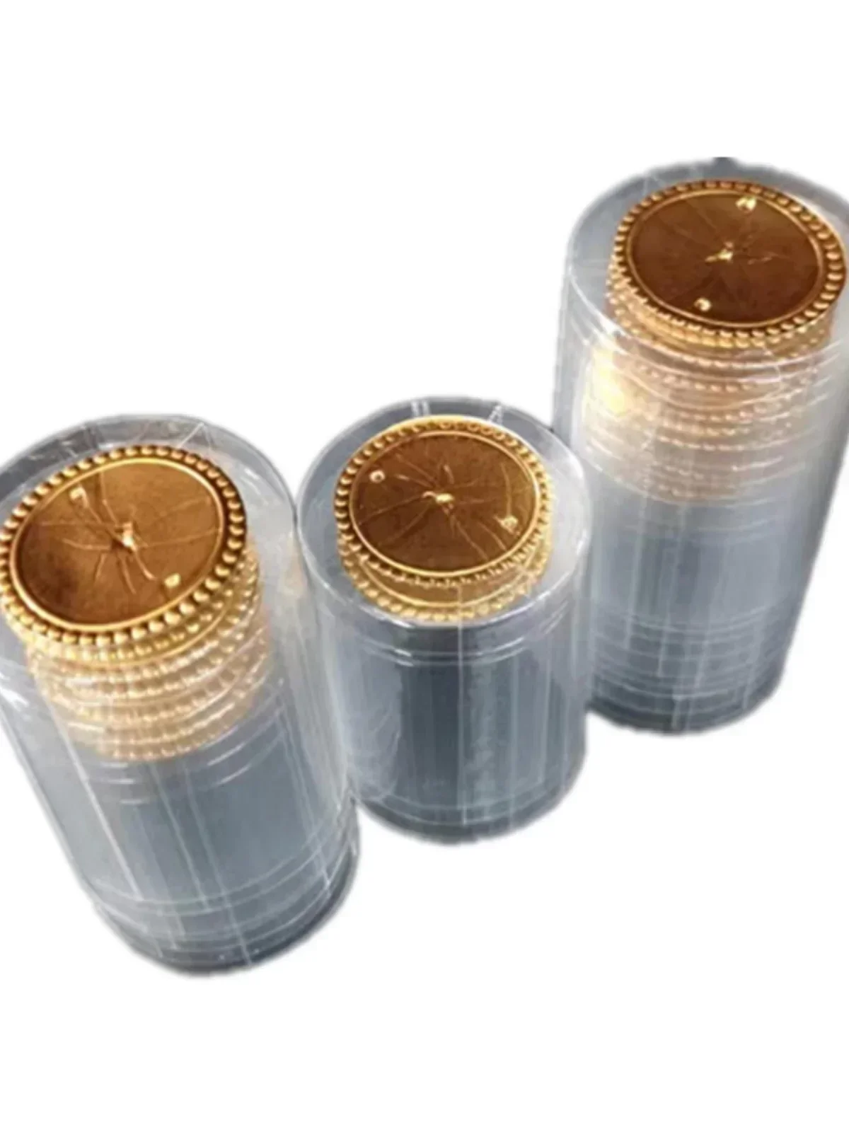 100pcs Transparent PVC Bottle Mouth Heat Shrink Film Glass Bottle Cap Hot Seal Bag WineBottles Cover Golden Top Sealing Sleeve