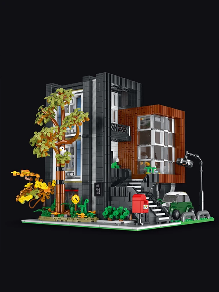 Klemmbausteine 3300-teiliges Villa-Hausgebäude-Set im koreanischen Stil, Stadtwohnung, Architektur, modularer Baustein, Modellbausatz, Geschenk für Erwachsene – Detail 3