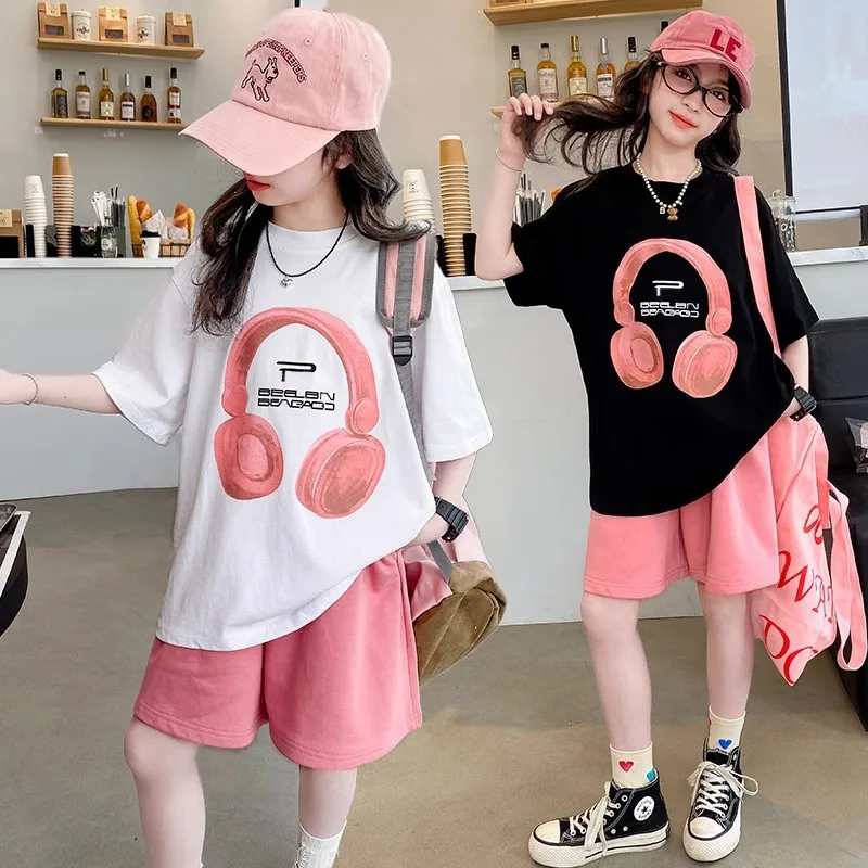 

Kids Clothes Summer Girls Short Sleeve T-shirt + Shorts Set Children's Outfits for Girls Clothing Teen Girl Casual Sports Suit