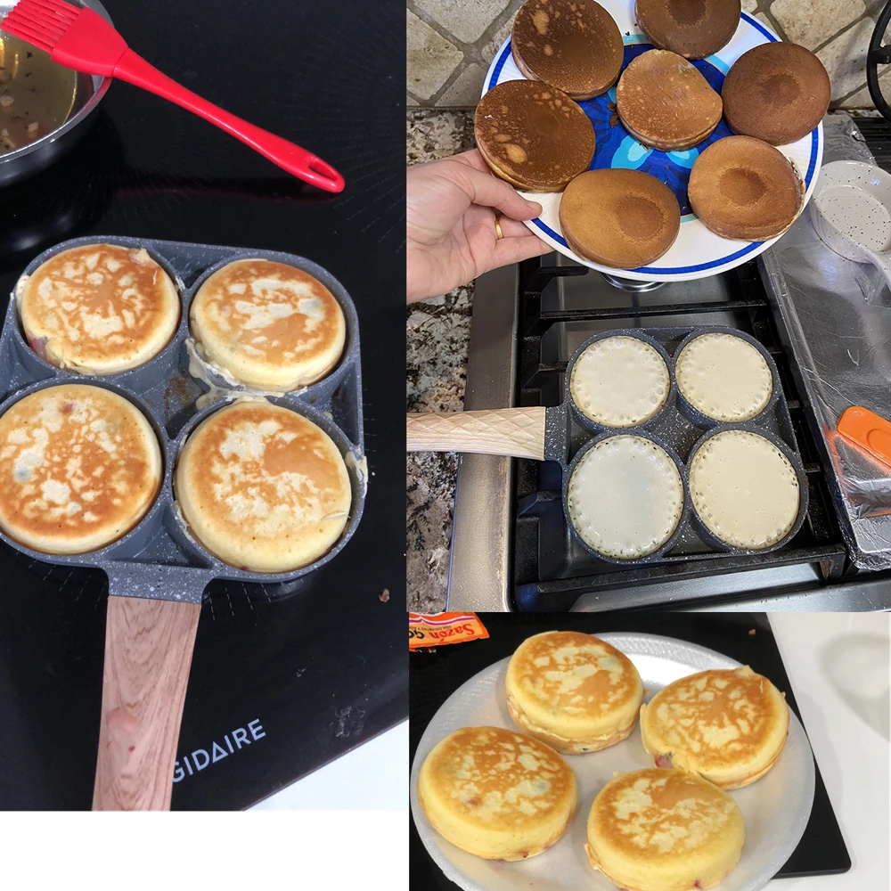 Padella Pancake 3 Scomparti In Lega Di Alluminio Antiaderente Per Cuocere 3  In 1 