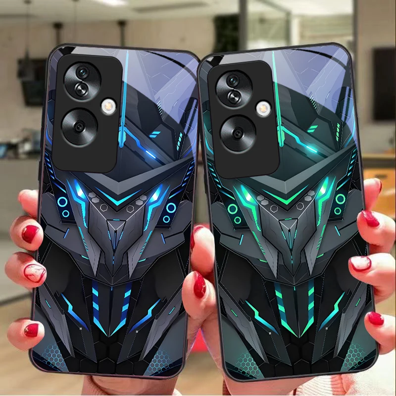 Creative Mech Black Phone Case with Tempered Glass Protection