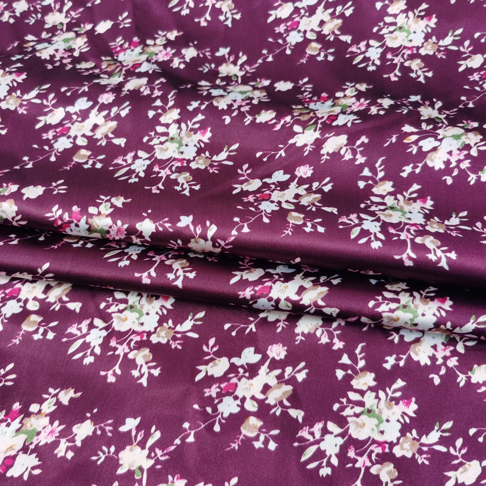 1 Meter x 1,48 Meter weicher Retro-Satin-Stoff mit Blumenmuster für Schal, Futter, Hemd, Kleid, DIY – Detail 25