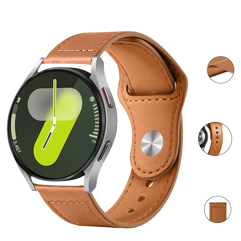 Magnetic Leather Strap with Metal Accents - Premium 22mm/20mm Band Bracelet