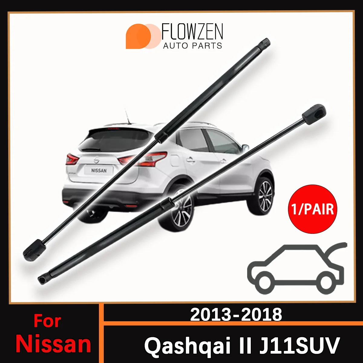 Trunk Gas Struts Spring Bar OE 904504EA0A 90450-4EA0A For Nissan Qashqai II J11SUV 2013- Rear Shock Strut Bar Pressure Rod