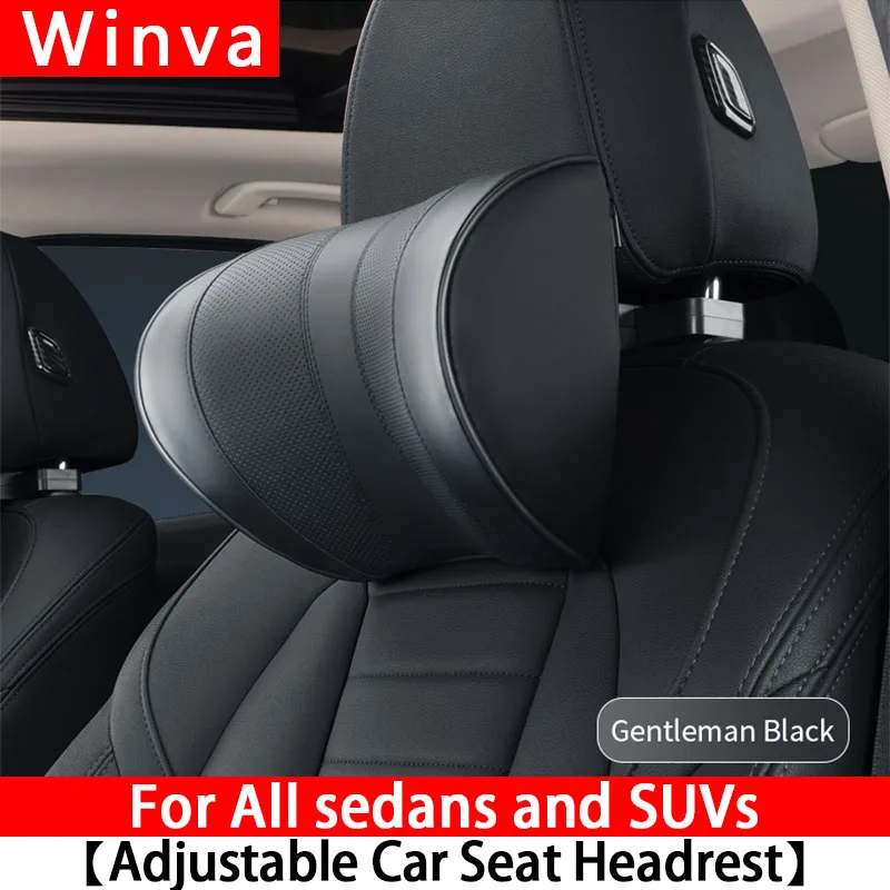 Leather Car Seat Headrest Cushion Multi-Function Memory Foam Car Neck Pillow Adj