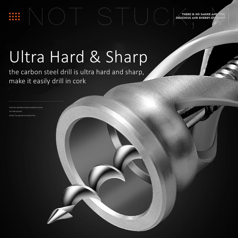 Luxury 304 Stainless Steel Corkscrew with Ultra Hard and Sharp Carbon Steel Drill Labor-saving Wine Opener with Gift Packge