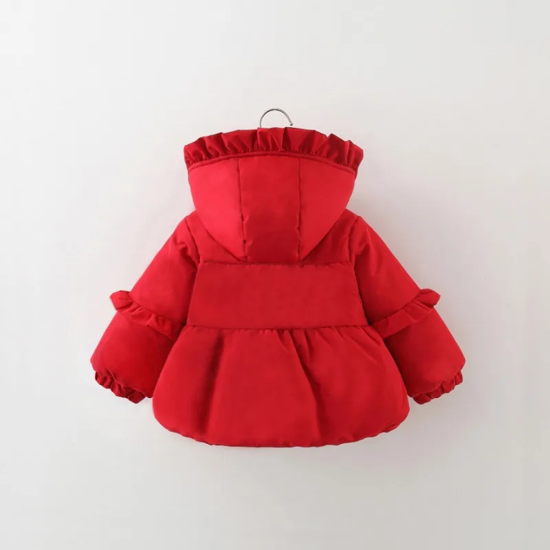 Girls Coat Winter New Santa Claus Lace Collar Cotton Coat 1-5 Yr Girls Velvet Thickened Pointed Hat Cotton New Year Clothes
