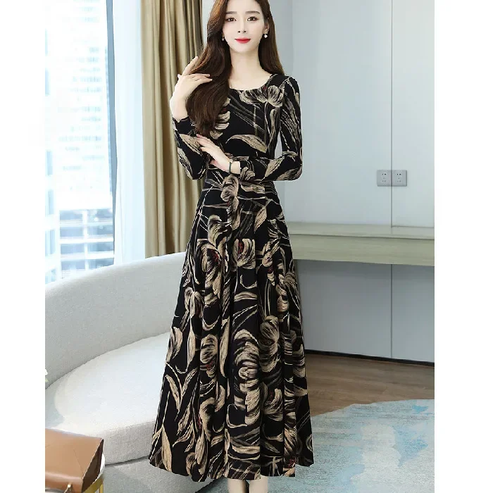 فستان ستان ملتوي أنيق للأمهات في منتصف العمر بأكما...