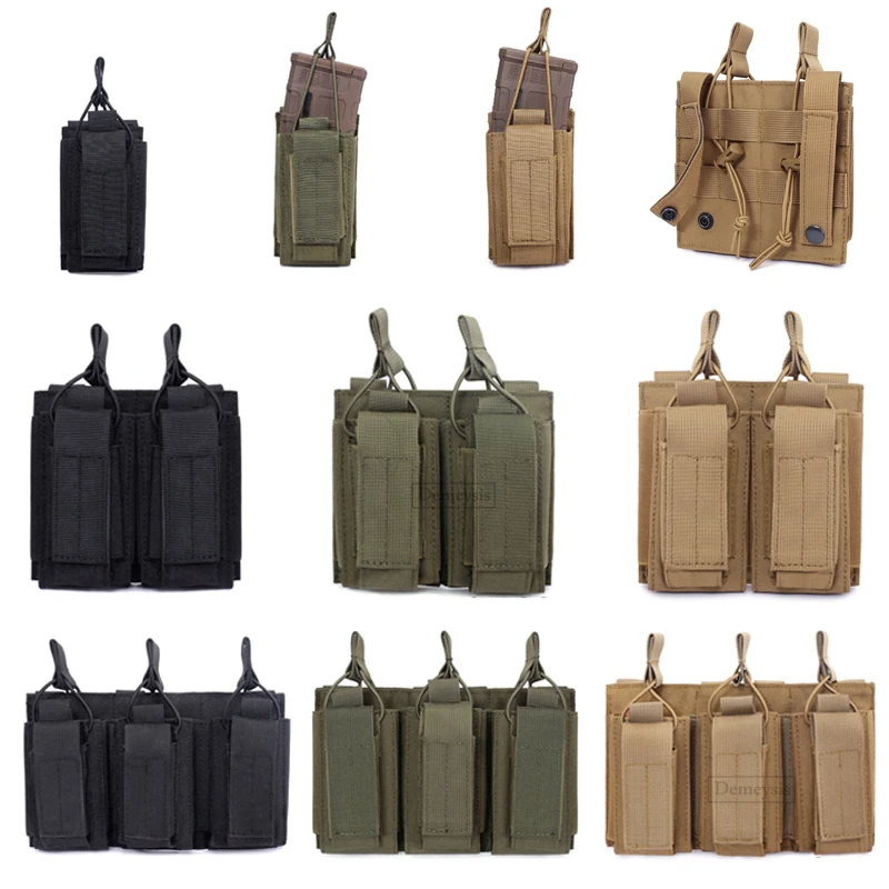 Single Double Triple Magazine Pouches Military Tactical Combat Rifle Pistols Molle Pouches 2 Layer M4 M14 M16 Ak Ar Mag Pouches