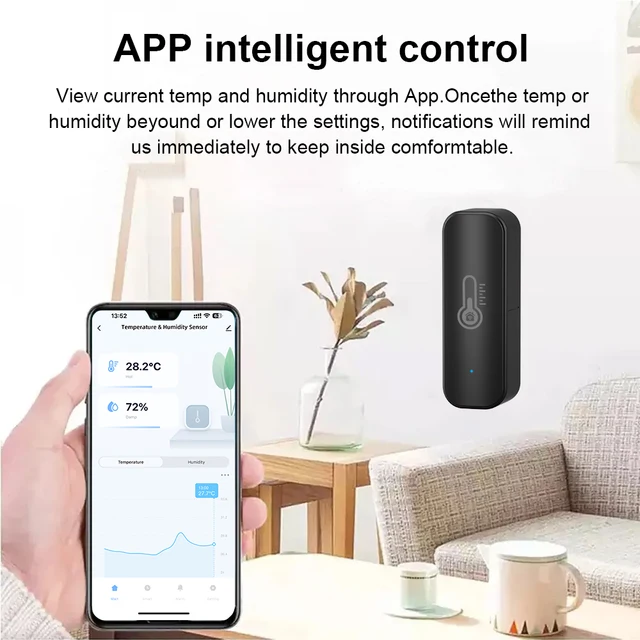 Tuya WiFi Temperature Humidity Sensor Smart Life Remote Monitor For Smart Home Work with Alexa Google Assistant 3