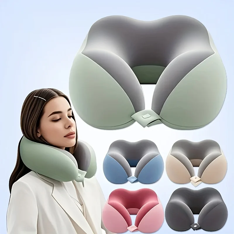 Ergonomic U-Shaped Neck Pillow with Storage Bag,Memory Foam Travel & Office Support, Removable,Machine-Washable Cover