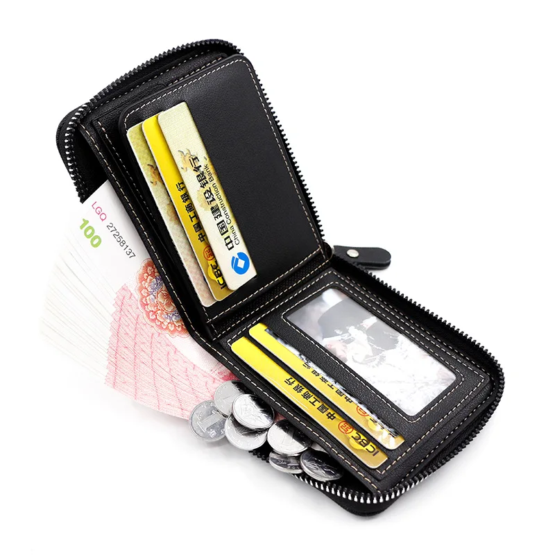 mens wallet New Men's Short Korean Style Zipper Bag Coin Pocket Card Holder Party Bag Credit Card Holder Rfid