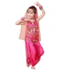 Belly dance costume clothes wear kids dance child children indian dance gift 2pcs-5pcs Top&Pant&Belt&Headband&Bracelet,4 colors.