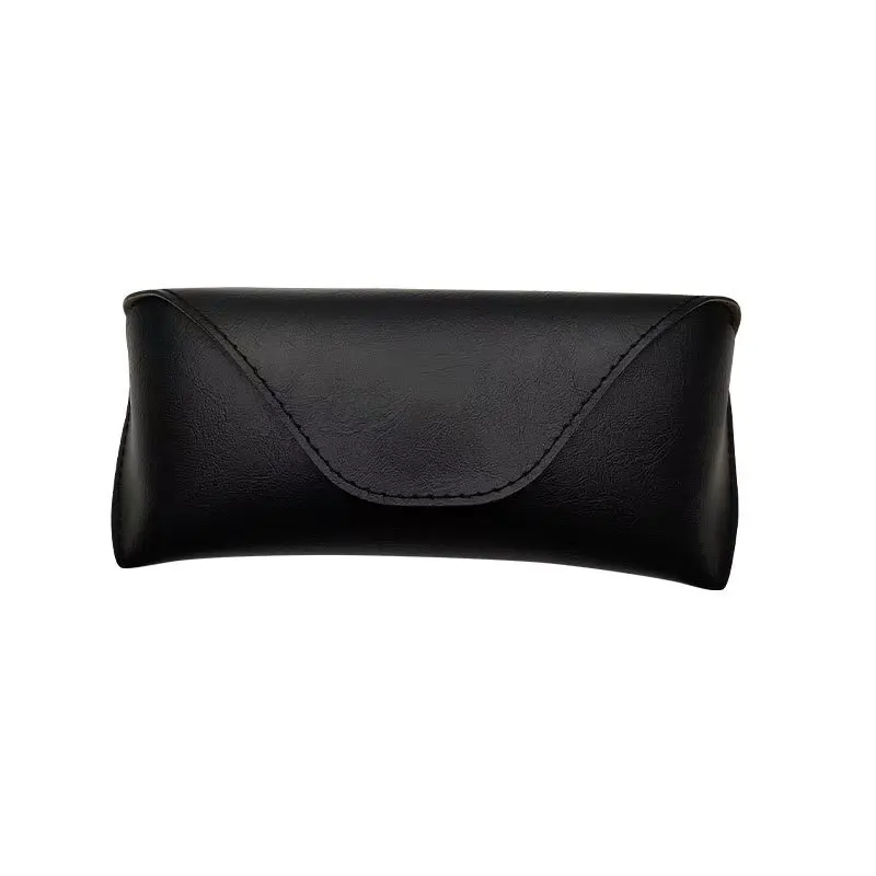 Black Leather Hard Shell Sunglasses Case - Stylish & Practical Magnetic Clamshell Design