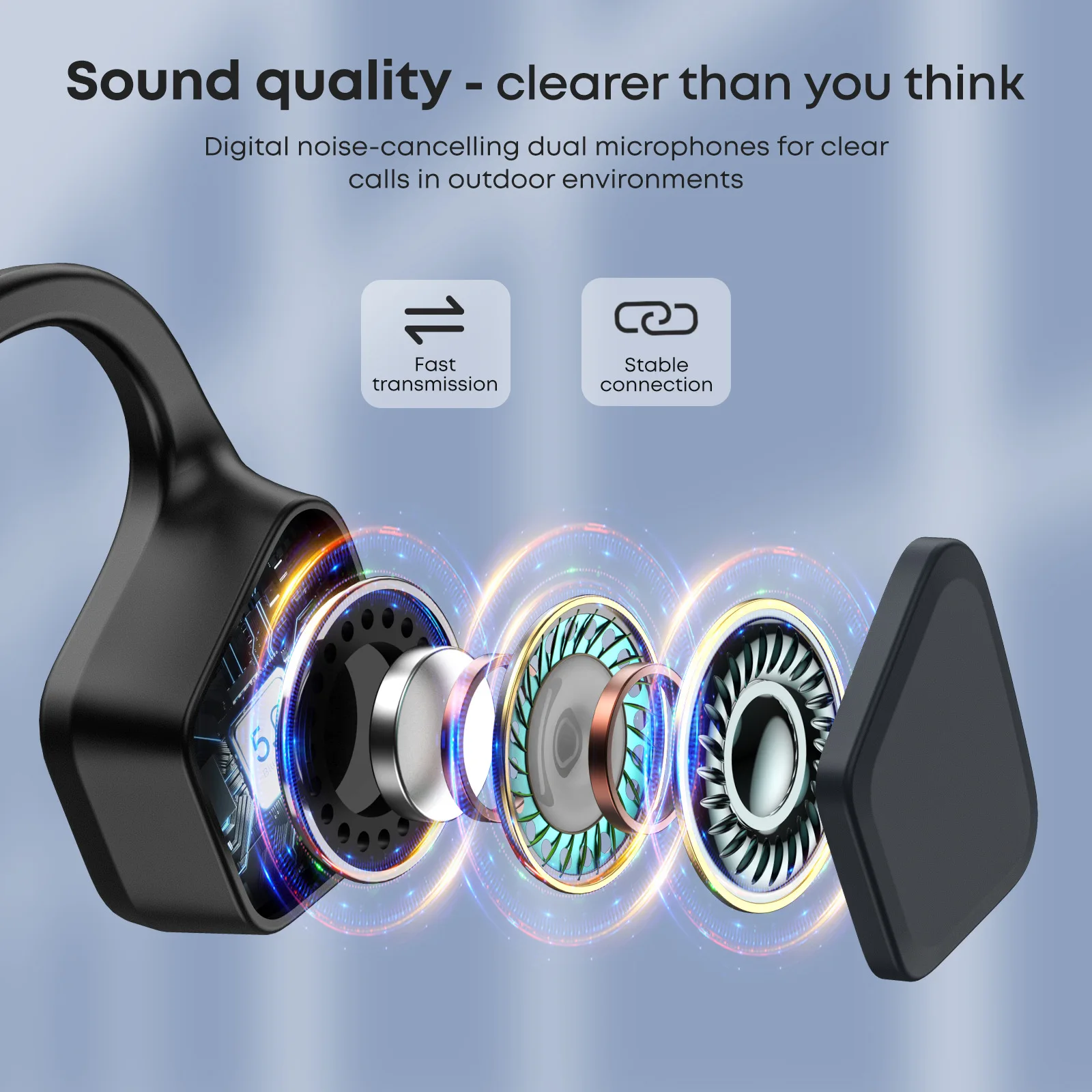 Wireless Waterproof Bone Conduction Sports Headphones with Earhooks