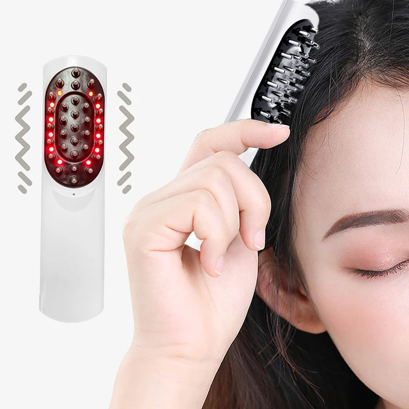 Laser Hair Growth Machine Vibration Massage Scalp Comb EMS RF Red Light Therapy Hair Loss Treatment Detachable