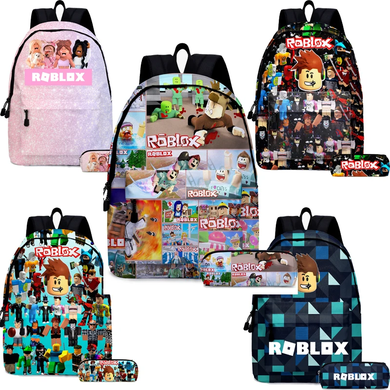 Conjunto de duas peças de 3D Novo Jogo Dos Desenhos Animados Roblox Escola  Primária e Secundária Estudantes Saco de Escola Infantil Mochila Lápis Caso  - AliExpress