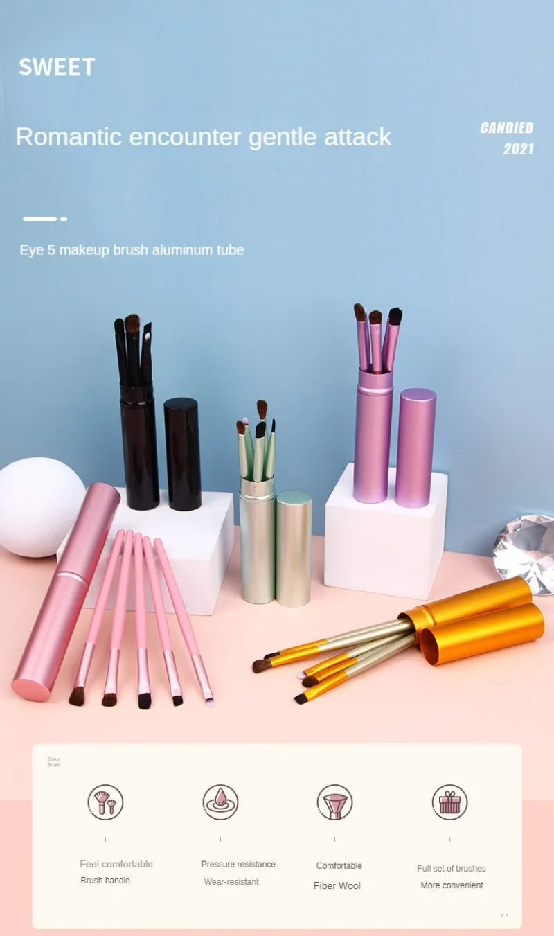 Description Picture 2 of item5 Pc Makeup Brushes Tool Set Eyeshadow Concealer Eyebrow Lip Blending Beauty Make Up Skin-friendly Brushes Women Cosmestic Tool