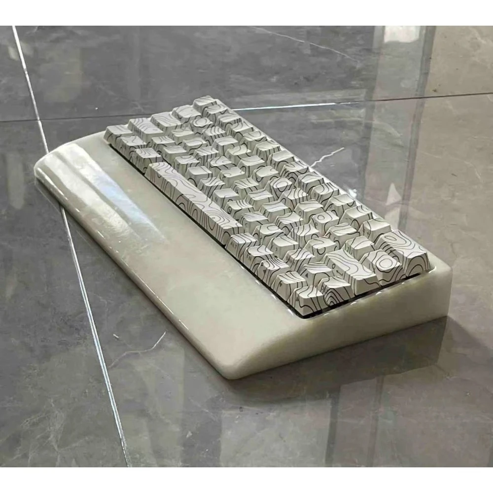 Jade Stone GH60 키보드 케이스 2-in-1 팜 패드 버전 천연 대리석 소재 글레이징 공정 60% 레이아웃 기계식 키보드 베이스