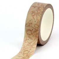 1PC. 10M Decor Vintage Kraft Silhouette Flower Washi Tape for Diary Gift Wrapping Adhesive Masking Tape Cute Journal Stationery 1
