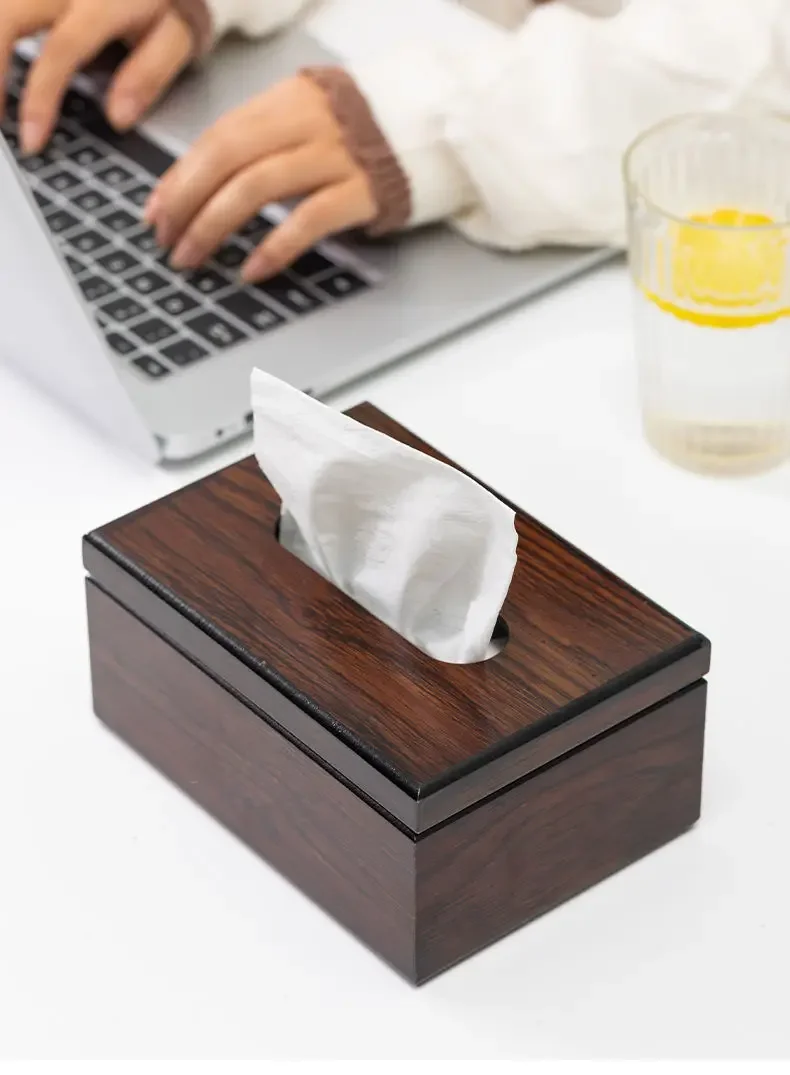 Description Picture 6 of itemWalnut Wood Tissue Box Commercial Hotel Restaurant Paper Drawer Square Wooden Box Advertising Paper Drawer