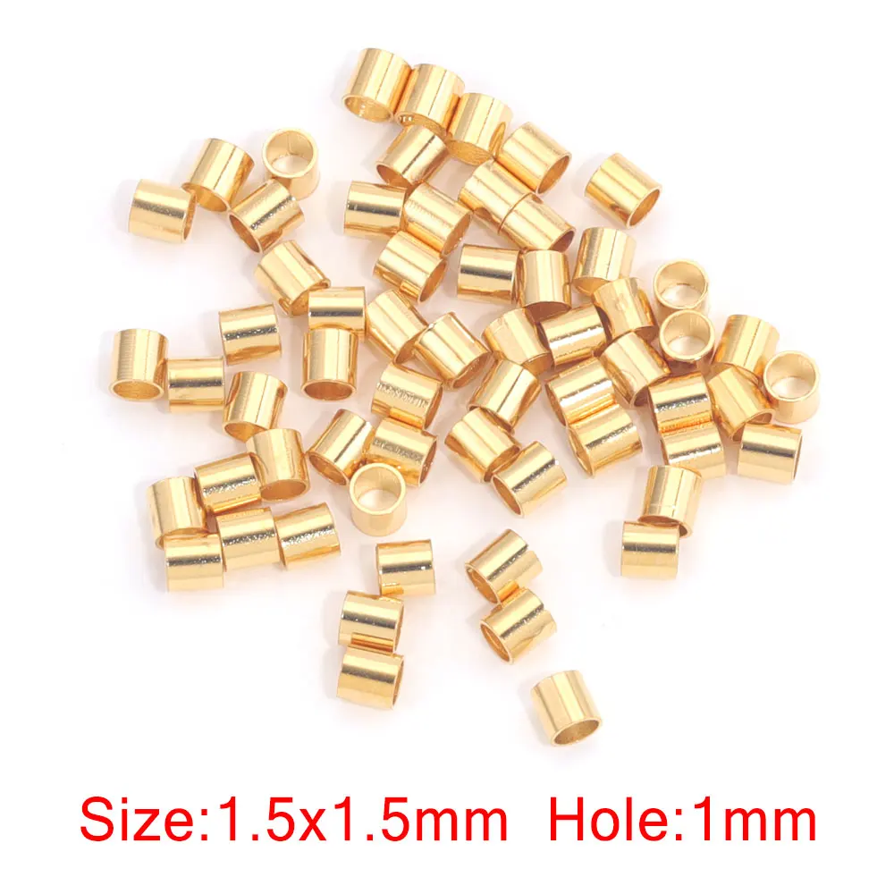 200 stücke Edelstahl Rohr Crimp Ende Perlen Clip Foldover Stopper Spacer Perlen Für DIY Schmuck Machen Liefert Crimp & ende Perlen – Detail 7