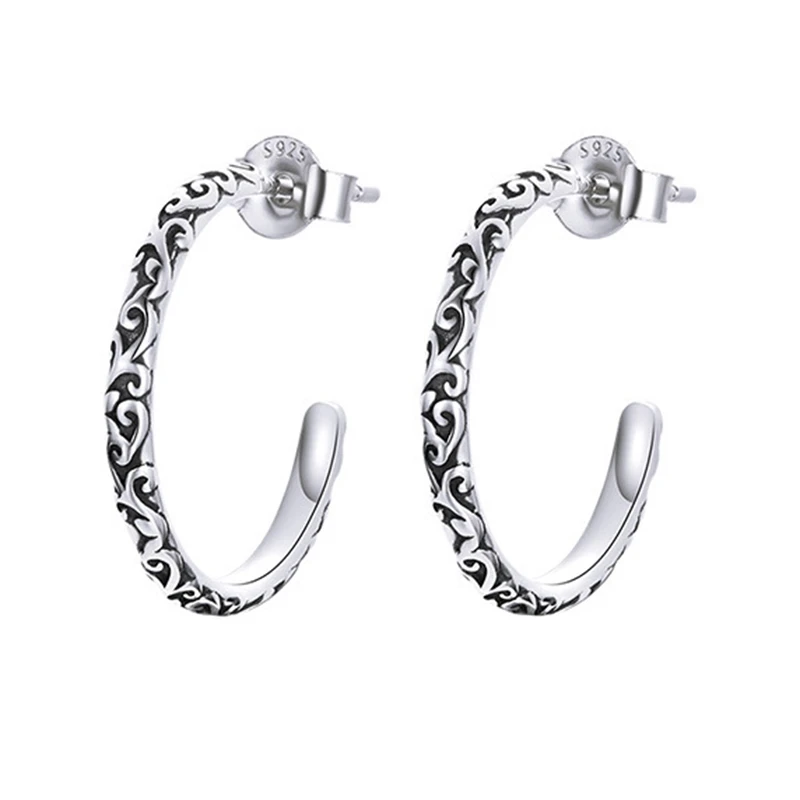 

Half Hoop Earrings For Women Real S925 Sterling Silver Wedding Enagement Statement Jewelry