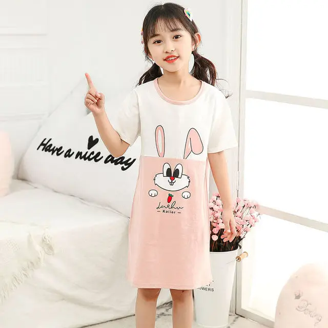 pajama sets couple	 Lovely Cute Cotton Girls Nightgowns Children Sleepwear Pajamas Kids Homewear Teen Girls Clothes Child Nightdress Summer Dress nightgowns baby