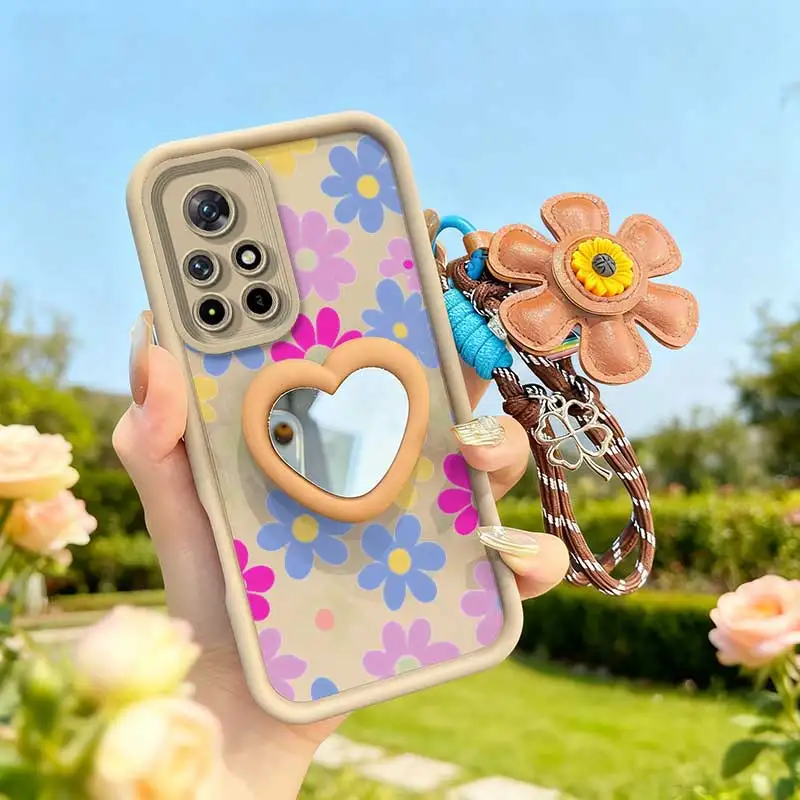 Cartoon Flower Phone Case Set with Lanyard and Craft Embellishments