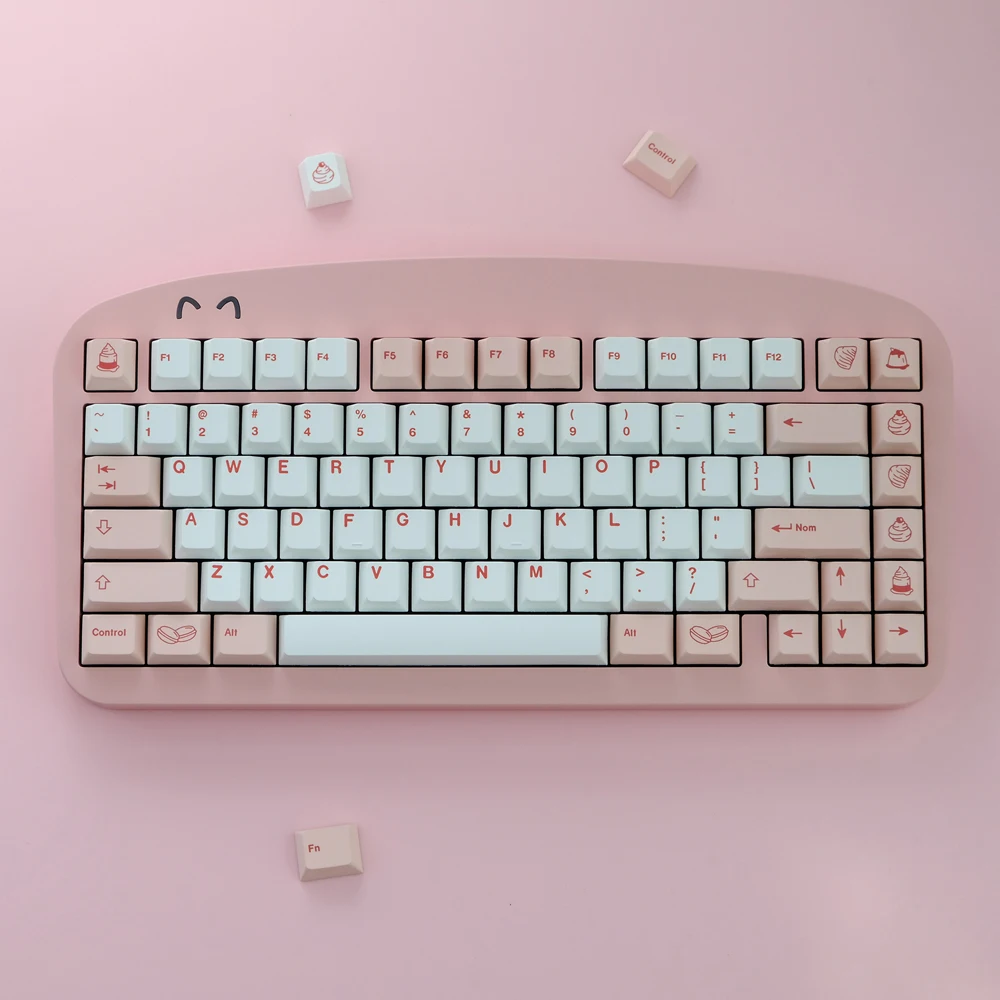Gmk-patisserie Keycaps Perfil Cereja Pbt Sublimação Dye Teclado Mecânico Interruptor mx Gk61 64 68 75 84 84 96