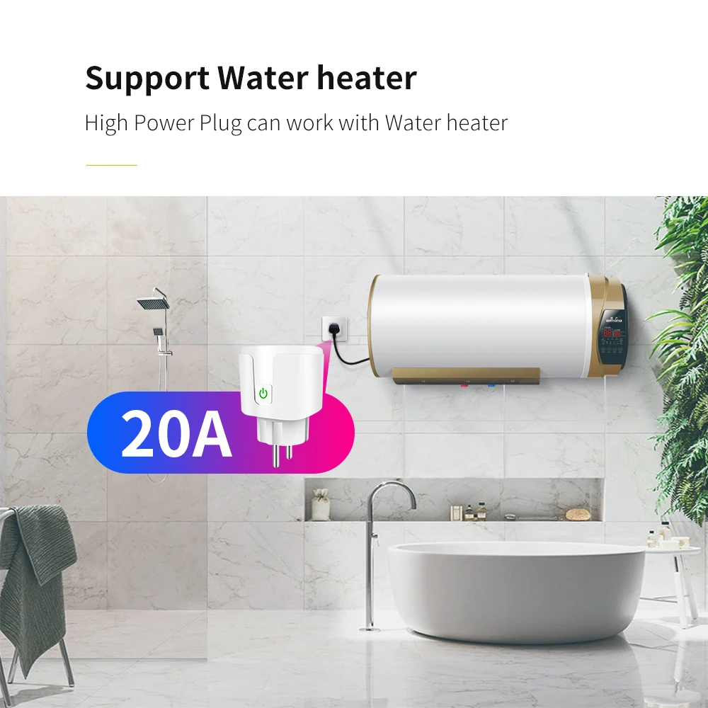 20A WiFi / Zigbee Smart Socket EU Tuya Smart Plug With Power Metering For Home Appliance Smart Home Works With Alexa Google Home