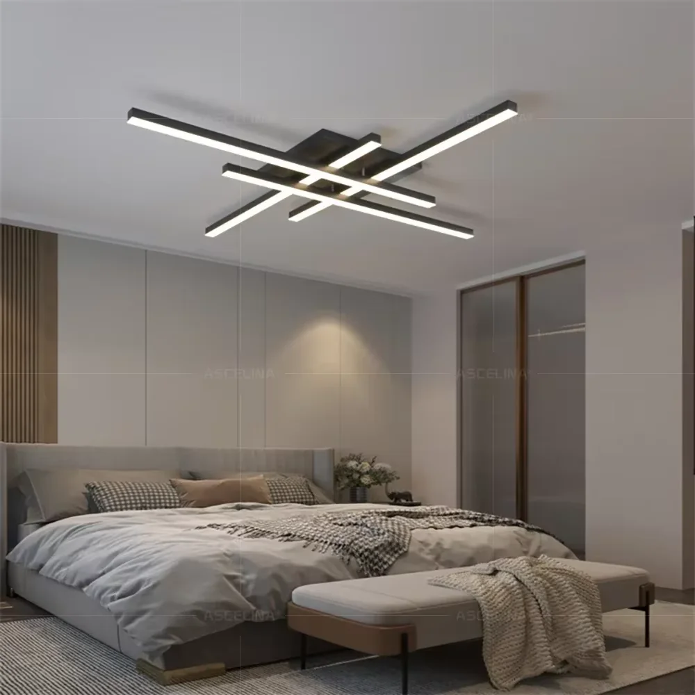 Modern LED Ceiling Light Black 50cm 32W Home Decor Lamps For Bedroom Bedside Living Room Office Indoor Lighitng Fixtures