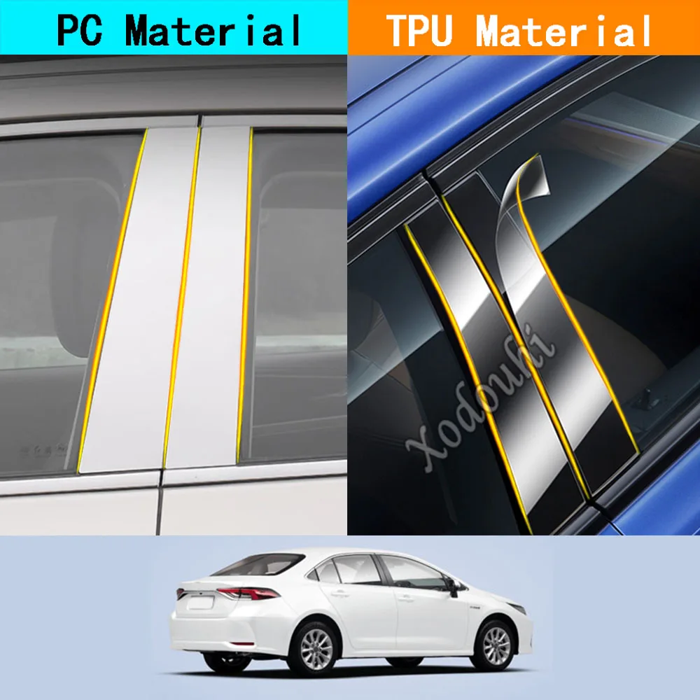 

Car TPU/Glossy Mirror Pillar Post Cover Door Window Sticker For Toyota Corolla Altis Levin Hatchback 2019 2020 2021 2022 2023