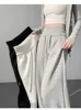 Women's gray sports high waist hanging loose slimming straight leg wide leg pants American sweatpants.