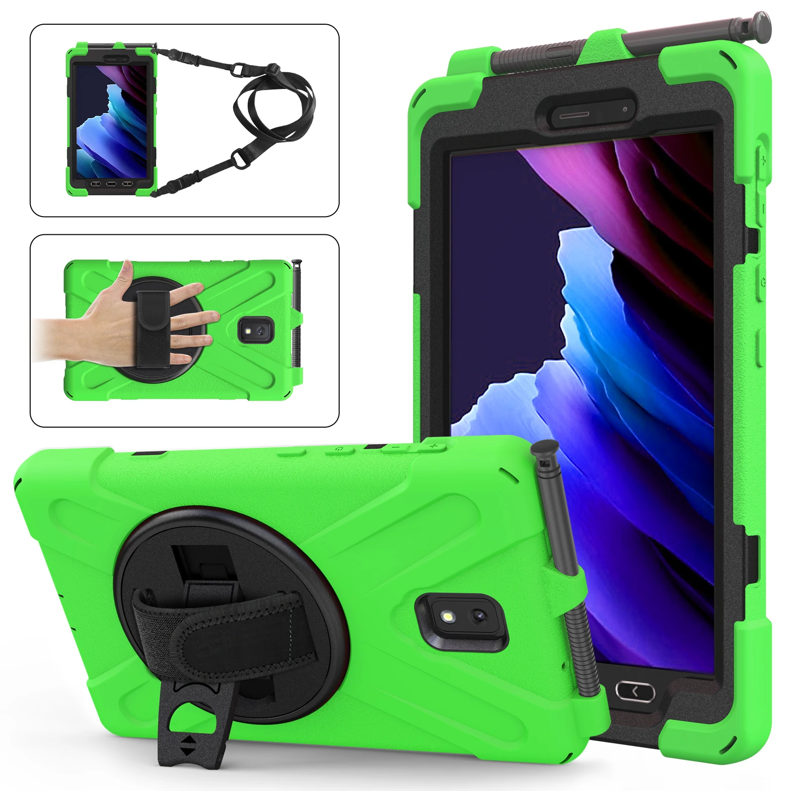 Universal Rotating Rugged Tablet Case with Strap - 8.0 inch