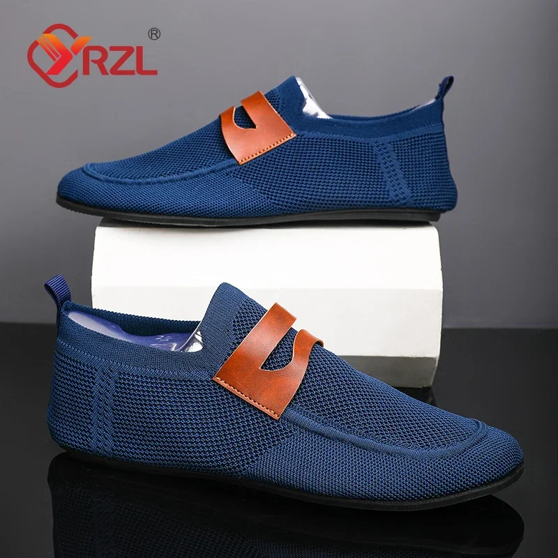 YRZL Men's Mesh Loafers Flat Shoes Breathable Slip...