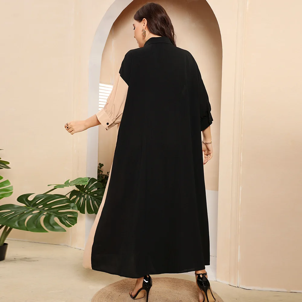 2022 Women Plus Size Dress European Fashion Match Color Of Loose Big Swing Dress 100Kgs