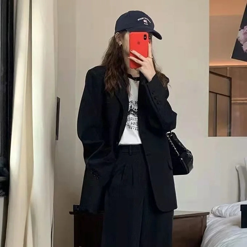 Blazers Women Retro British Style Solid Brown Single Breasted Loose Suit Blazer Elegant High Street Notched Outwear Office Lady 4